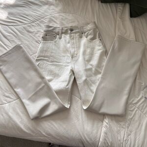 24S Abercrombie & Fitch Cream Mixed Fabric Straight Leg Jeans Pants